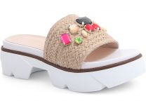 Модные шлёпки Las Espadrillas 10060-18 унисекс    (бежевый)
