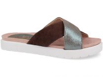 Женские шлепанцы Las Espadrillas La Ferme Shiny Grey 20438-37    (перламутровый/коричневый/серый)